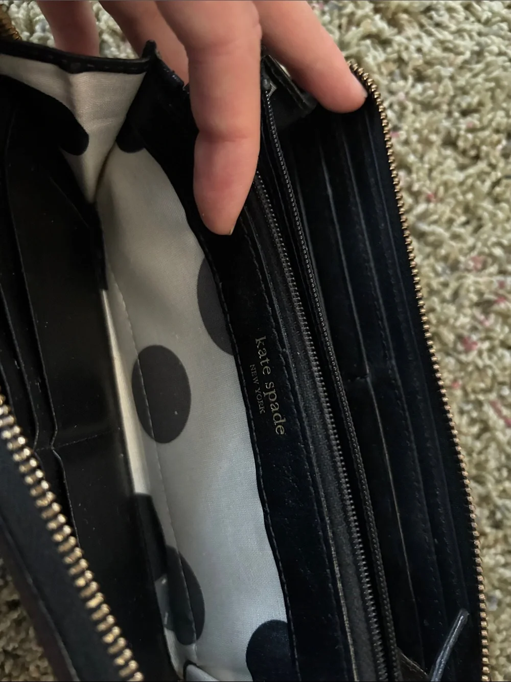 Kate Spade Black Pebbled Leather Zip Around Continental Wallet